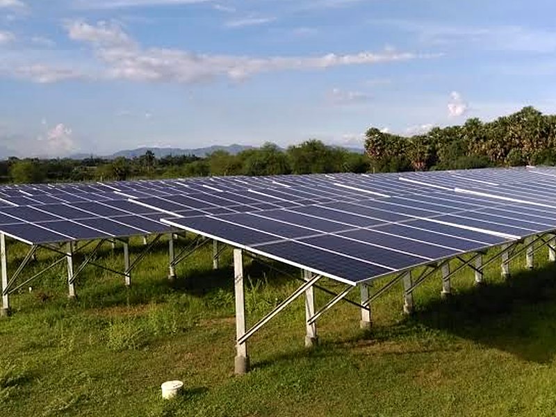 Rows of ground-mount solar panels